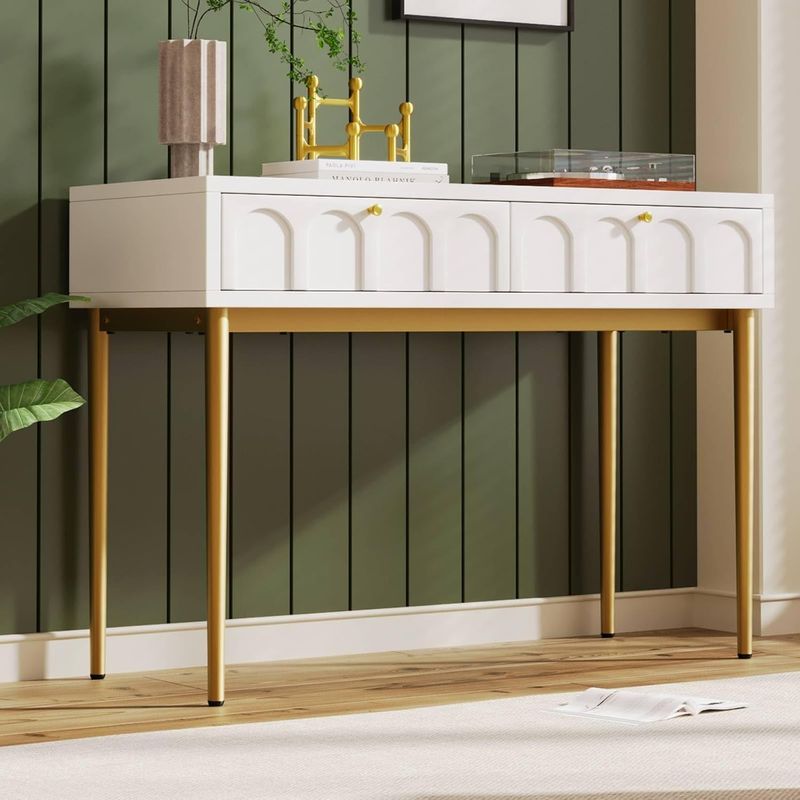 Schminktisch Mit 2 Schubladen 76.5cm Höhe ,Kommode Schlafzimmer Credenza Weiss Credenza Schubladenkommode_voghion.com