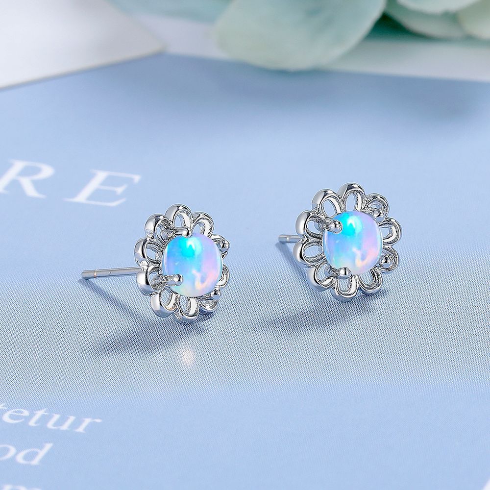Opale per le donne, nuovi orecchini a forma di fiore piccolo in stile francese, semplici gioielli da donna di lusso_voghion.com