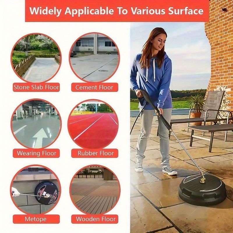 15Inch Heavy Duty Surface Cleaner Kit For Pressure Washers 4000 PSI Dual Nozzles With Extension Wand Fast Stain Removal Tool Fo_voghion.com