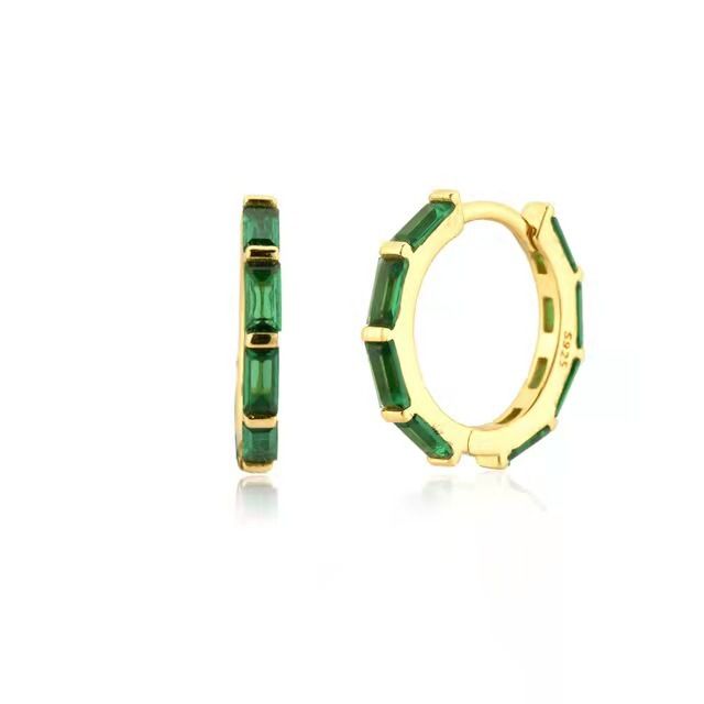 Orecchini da donna in argento S925 con zirconi multicolor semplici e creativi, con temperamento leggero e lussuoso._voghion.com