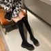 Stivali sopra il ginocchio da donna, lunghi elastici con tacco spesso, nuovi stivali in maglia autunnali e invernali 2023, stile coreano_voghion.com