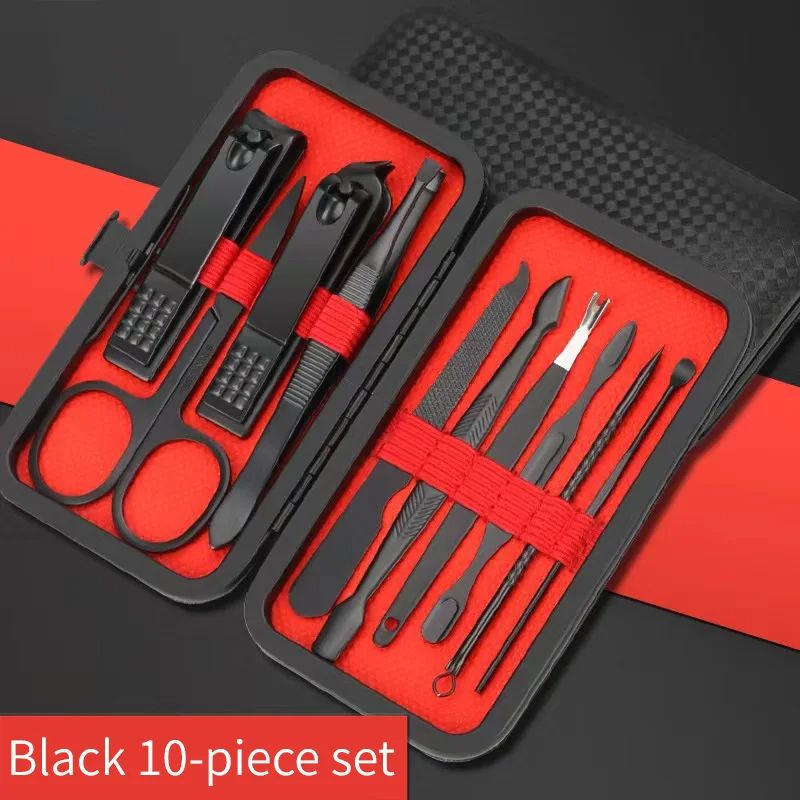 7/10/12/18/20/24PCS Set Professional Manicure Set Kits Stainless Steel Fingernail Toenail Clippers Set With Leather Portable_voghion.com