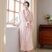 Flannel Splicing Long Lapel Long-sleeved Nightgown Warm And Comfortable Loungewear Women's Pajamas_voghion.com