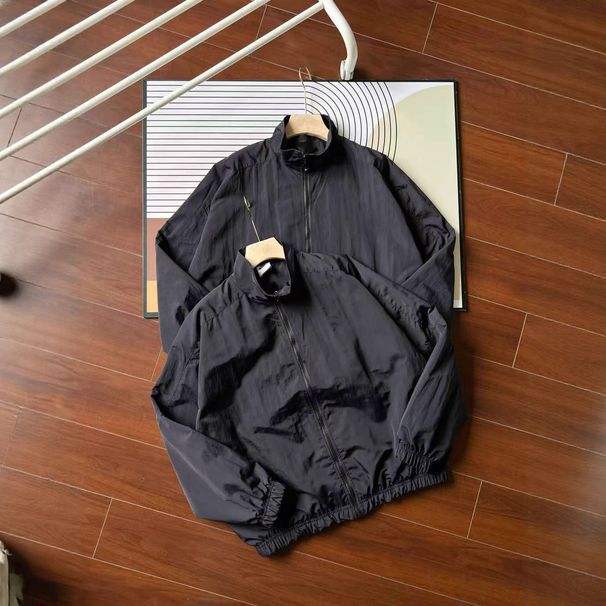 Jaqueta masculina casual esportiva moderna e versátil com gola alta em tecido plano, modelo 2025, para primavera e outono._voghion.com