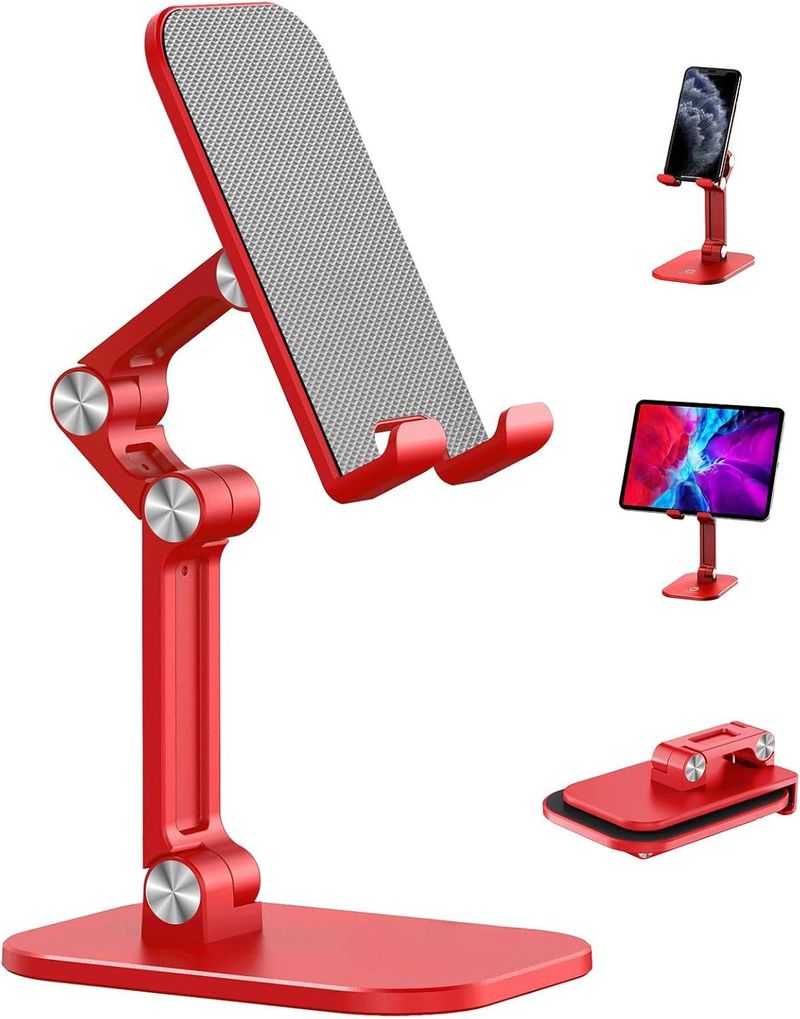 Phone Stand, Adjustable Height And Angle Cell Phone Stand For Desk Foldable Holder, Compatible 4-11 Inch All Mobile Phone/Pad/Tablet_voghion.com