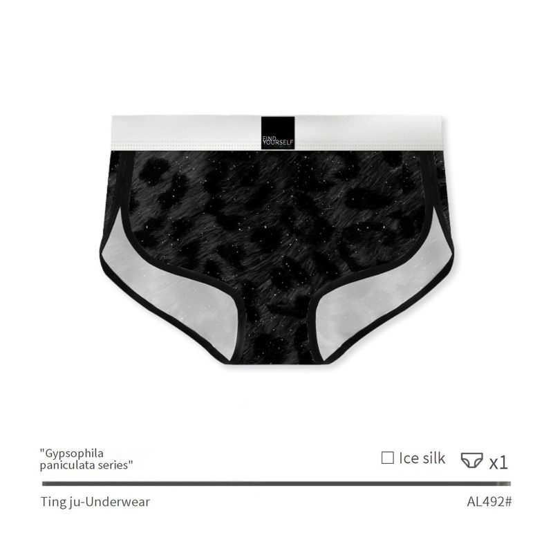 Intimo da uomo, boxer da uomo in seta ghiacciata con stampa leopardata stellata, slip da donna con stampa alla moda e personalità_voghion.com