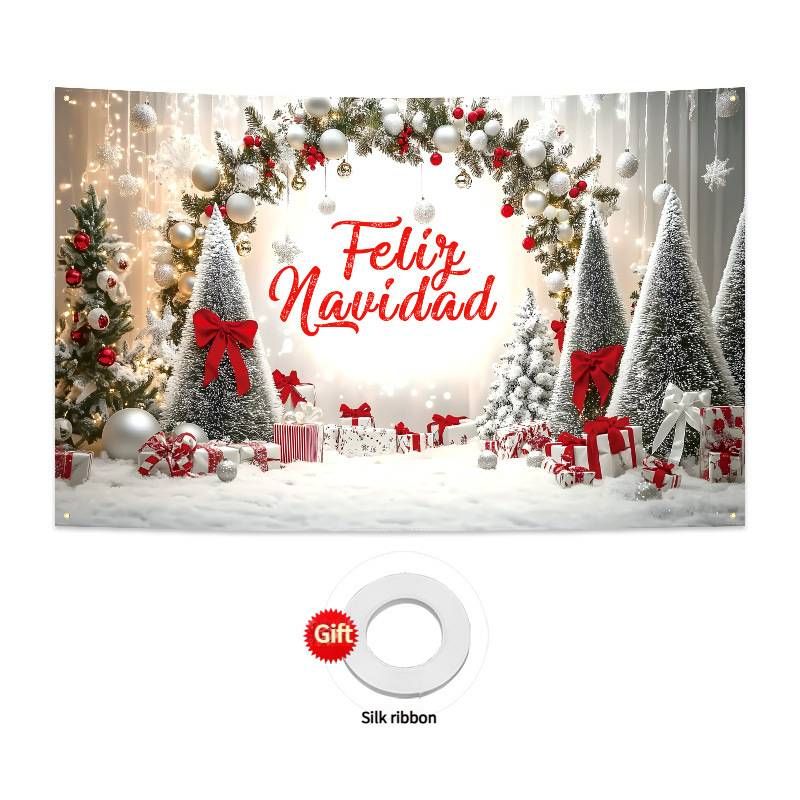 Christmas Spanish Background Cloth Courtyard Photo Decoration Banner Christmas Background Cloth Couverture_voghion.com