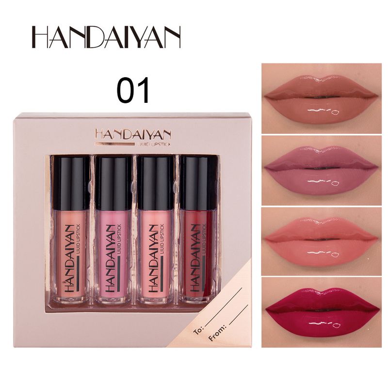 Νέο σετ 4 τεμαχίων Lip Glaze για το 2023, με ματ, περλέ, καθρέφτη, συνδυασμός χρωμάτων χειλιών που δεν ξεθωριάζει εύκολα._voghion.com