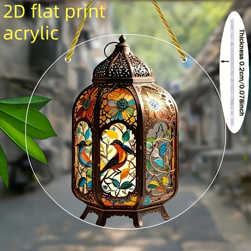 8x8in Boho Kristalllaterne - Transparenter Acryl-Wandbehang für Haus & Garten - Elegantes Urlaubsgeschenk_voghion.com