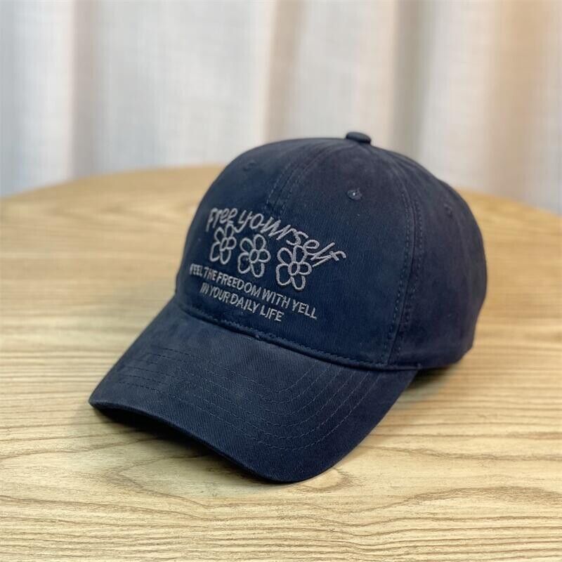 Flower Baseball Cap Women's Spring And Summer New Casual Versatile Big Head Circumference Showing Face Small Couple Sunshade Cap_voghion.com