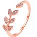 Korean Style Fresh For Women, Artistic Student Open Index Finger Knuckle Ring, Simple Tree Leaf Zircon Single Ring_voghion.com