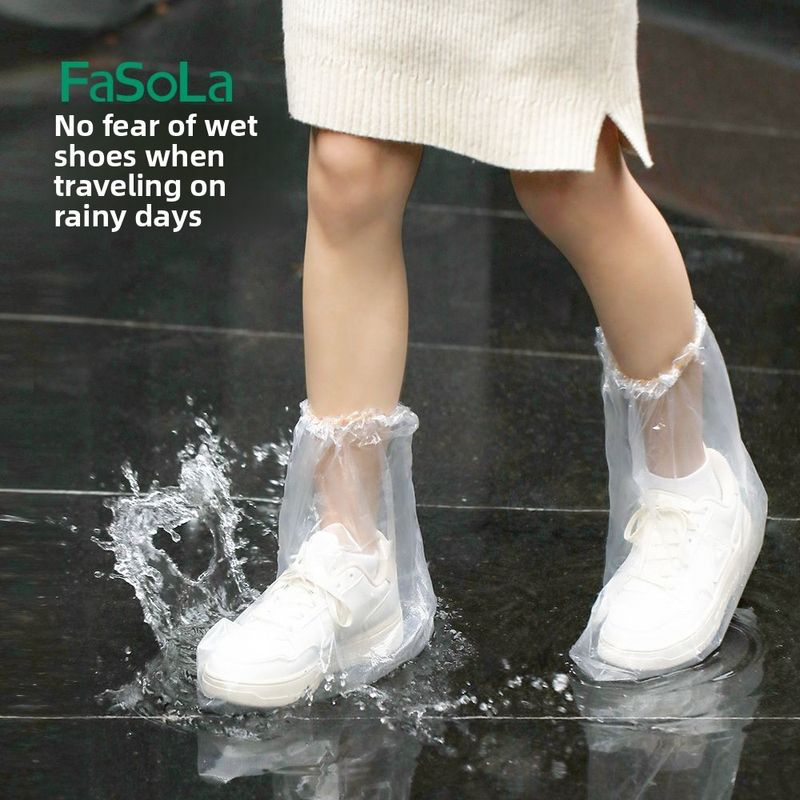 FaSoLa Disposable Rain Shoe Waterproof Non-Slip Wear-Resistant Foot Covers Adult Children Portable Thickened Extended_voghion.com