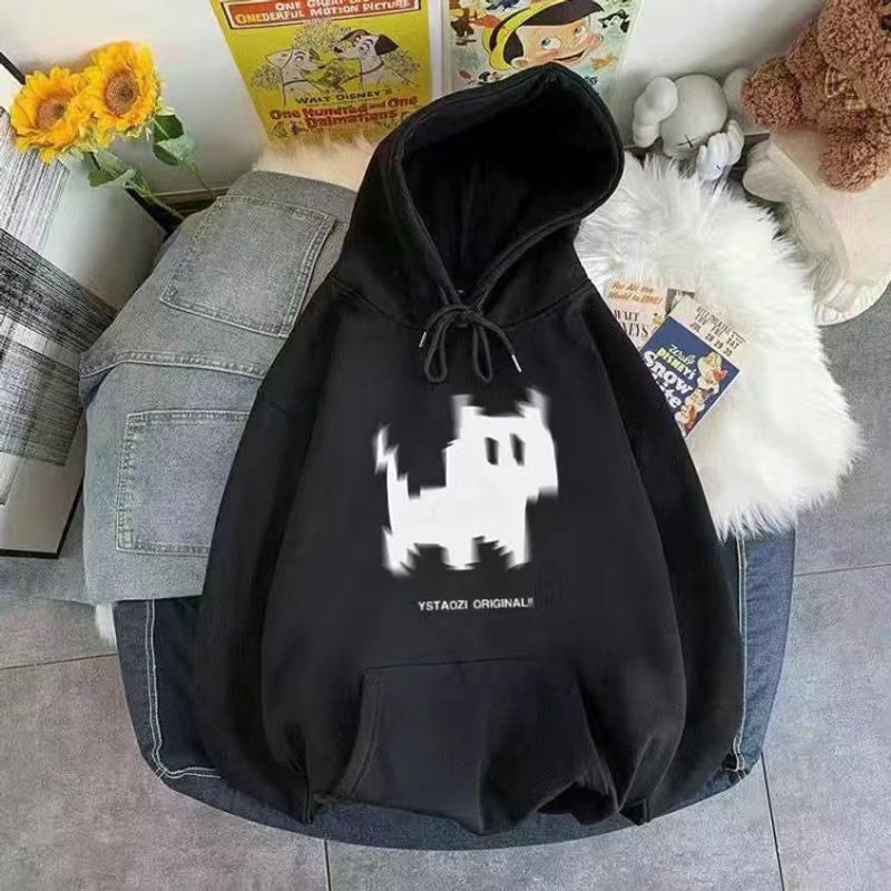 Conjunto de sudadera con capucha gruesa de felpa con capucha de gato de moda de estilo americano para niños y adolescentes, pantalones sueltos y elegantes, 12_voghion.com