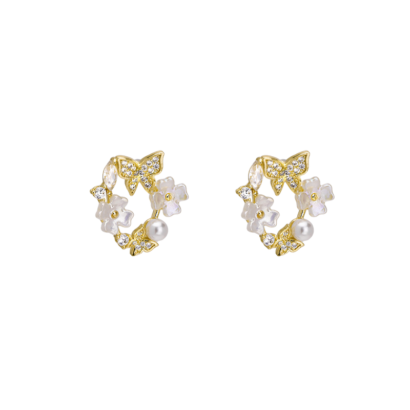 Tender sweet butterfly flower earrings female delicate temperament advanced sense cool earrings 2023 new fashion earrings advanced_voghion.com