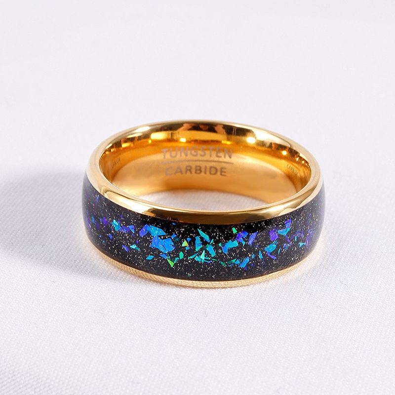 Men's Steel Colorful Starry Sky Auspicious Treasure Tungsten Gold Ring Fashion Jewelry Handpiece_voghion.com