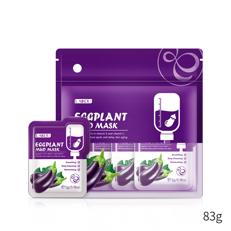 Treatments & Masks Eggplant Cleansing Mask Mud 5g*12 Pieces Hydrating Moisturizing Mud Mask Skin Care Products_voghion.com
