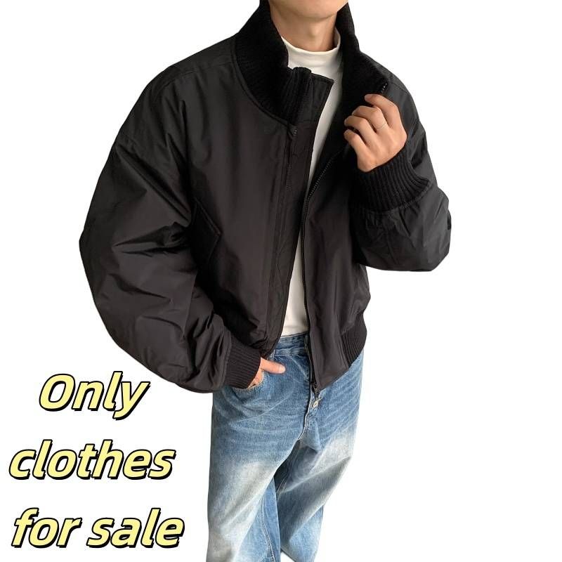 Fliegerjacke, Wattierte Jacke, Herren Winter Wattierte Jacke, Cooler Und Stylischer Stehkragen, Kurze Herren Wattierte Jacke Mit Baumwolle_voghion.com