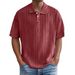 Herrenbekleidung Frühling und Sommer Lockere Textur Poloshirt Retro Revers T-Shirt Atmungsaktives Kurzarmhemd_voghion.com