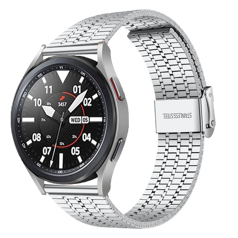 22mm do zegarka Samsung Smart Watch Uniwersalny pasek ze stali nierdzewnej z siedmioma koralikami (czarny)_voghion.com