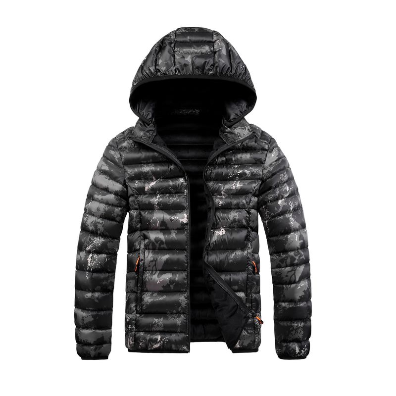 Men's Clothing Men's Camouflage Fleece Hooded Jacket - Detachable Hood, Warm Winter Coat For Outdoor Sports & Casual Wear (Blue, Army Green, Black)_voghion.com