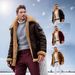 Herrenbekleidung Herren Winterjacke aus mattem Wildleder-Verbundleder mit Fleecefutter – Slim Fit, mehrere Taschen, lange Ärmel (Schwarz, Braun, Khaki, Rot)_voghion.com
