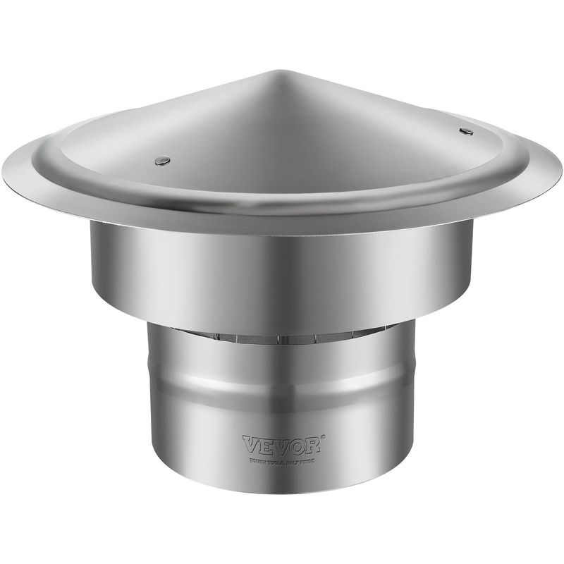 VEVOR Chimney Cap, 6 Inch, 304 Stainless Steel Round Roof Rain Cap, 11.81-inch Increased Caps, All Weather & Reinforced Screws & Easy Installation, For Perfect Insulation Vent Cover Outside, Silver_voghion.com