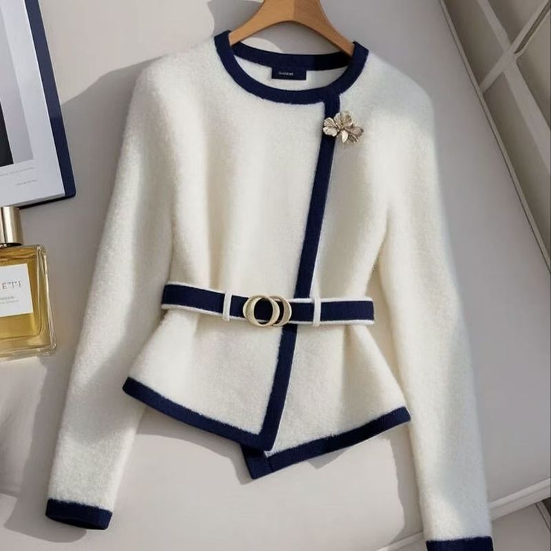 Ropa de mujer Otoño e Invierno Moda Temperamento Celebridades Tops No Combinan Decoración de Pecho con Cintura_voghion.com