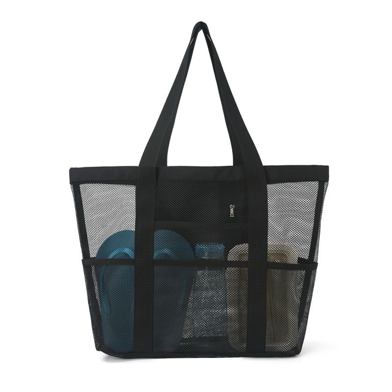 Multifunktionale Strandnetztasche mit großer Kapazität, handgehaltene, ausgehöhlte Supermarkt-Einkaufstasche mit einer Schulter, tragbare Aufbewahrungstasche für unterwegs_voghion.com