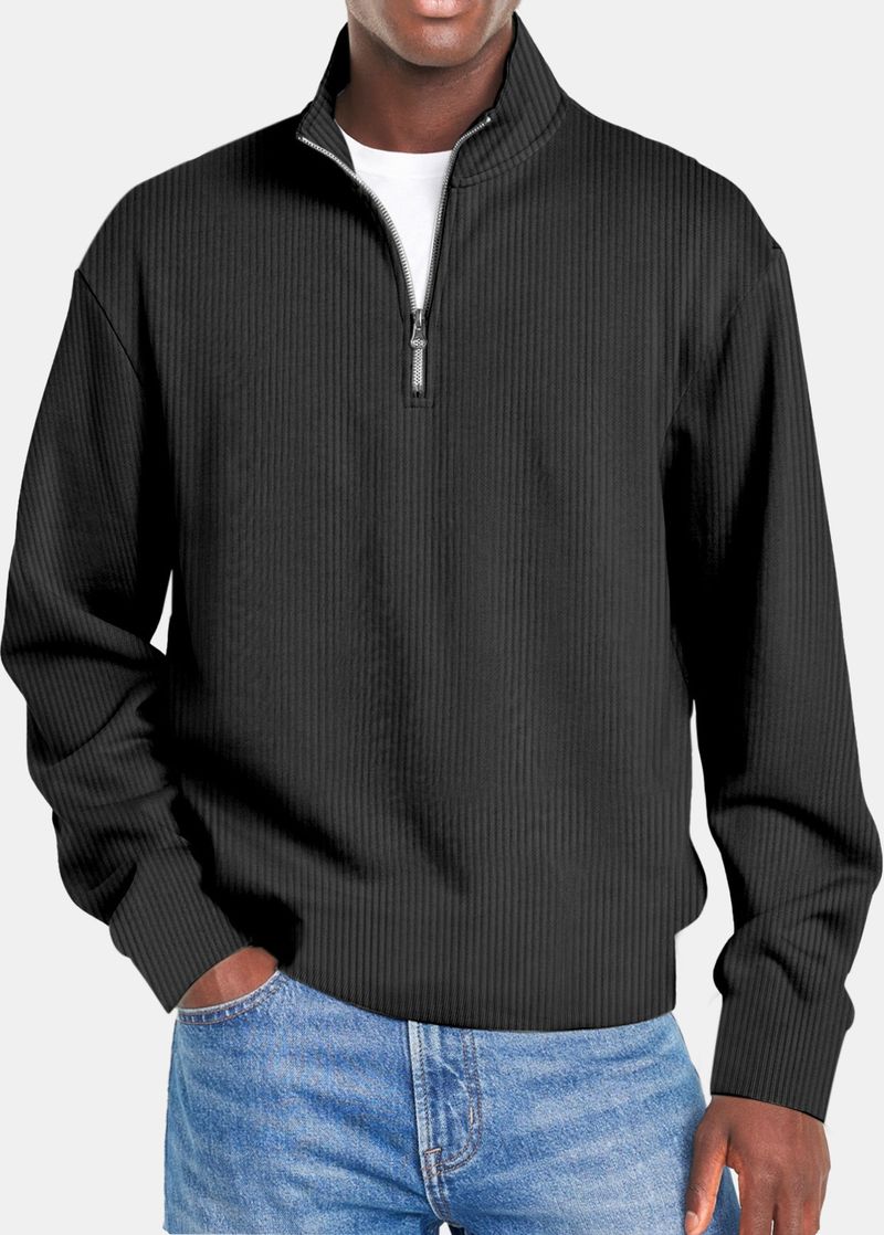 ​​Herren-Poloshirt mit schmaler Passform und Reißverschluss – Funktions-Langarmshirt mit Kontrasteinsätzen​​_voghion.com