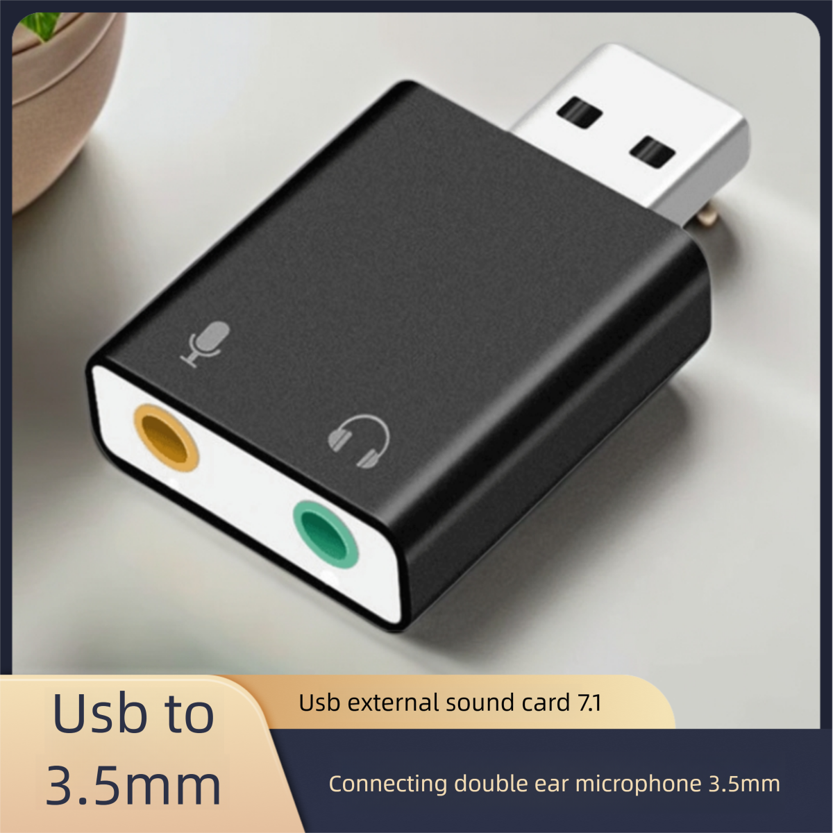 USB Interface To 3.5mm Computer Headphone Adapter 2-in-1 Converter Cable Laptop External Sound Card Driver-Free_voghion.com