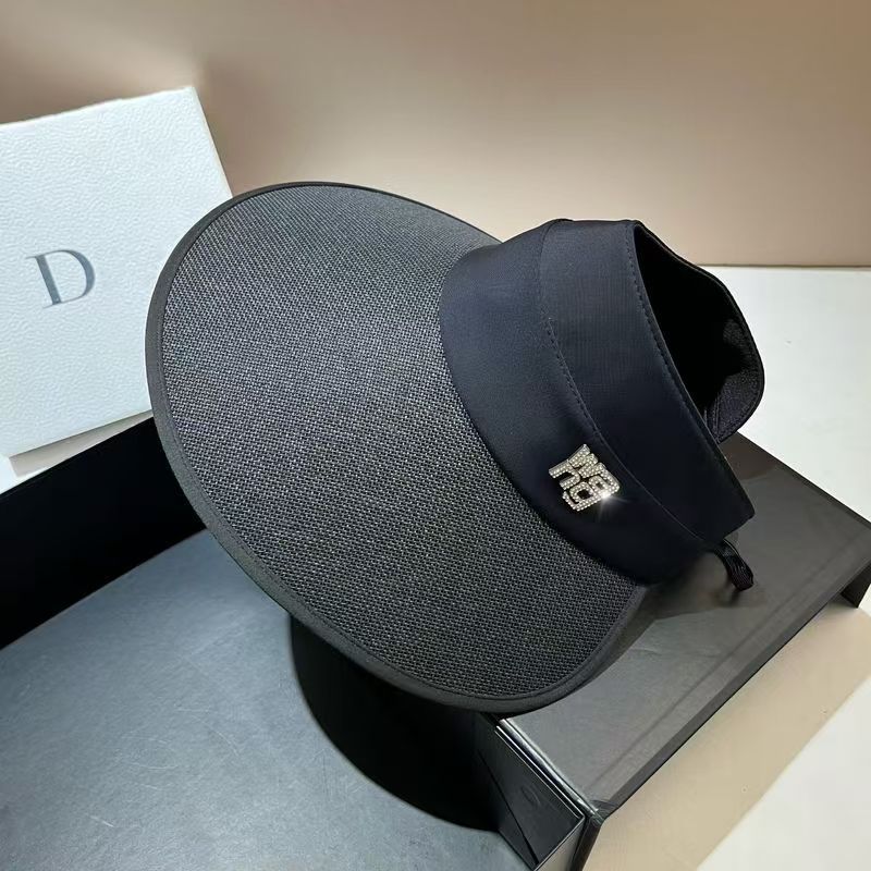 Cappello da sole estivo pieghevole in maglia fine di WANG King, con parte superiore cava, resistente ai raggi UV, in gomma nera, per donna_voghion.com