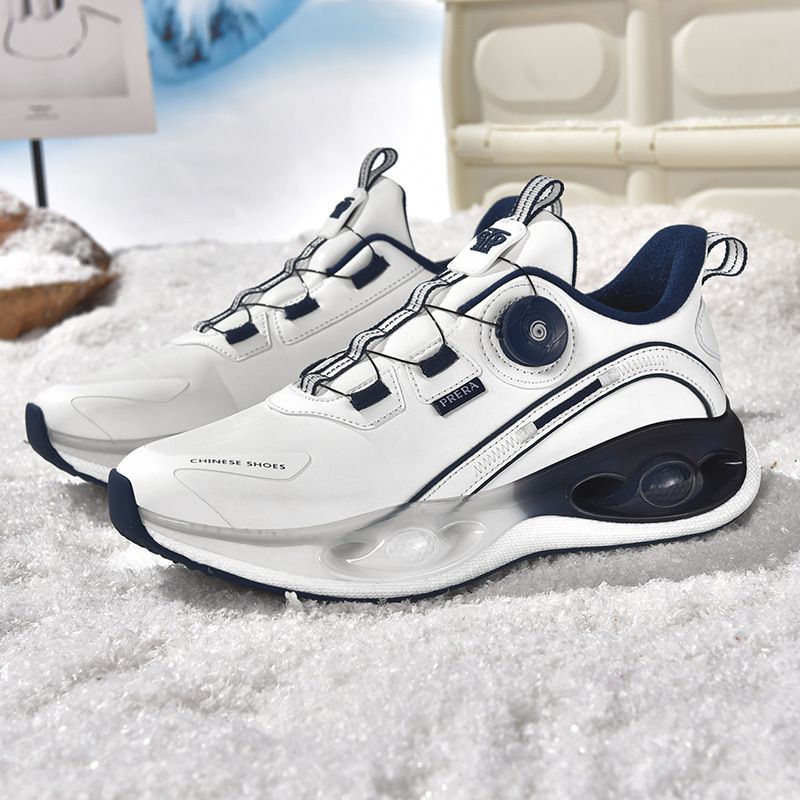 Chaussures décontractées, chaussures de course pour couples hiver 2025, chaussures en cuir pour hommes et femmes avec bouton torsadé, chaussures de sport amortissantes en forme de popcorn._voghion.com