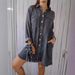 Women's Clothing Washed Denim Dress Washed Process Long Shirt Casual Jacket_voghion.com