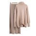 Cross-Border Solid Color Turtleneck + Wide-Leg Pants Knitted Two-Piece European And American 2025 Winter Versatile Loose_voghion.com