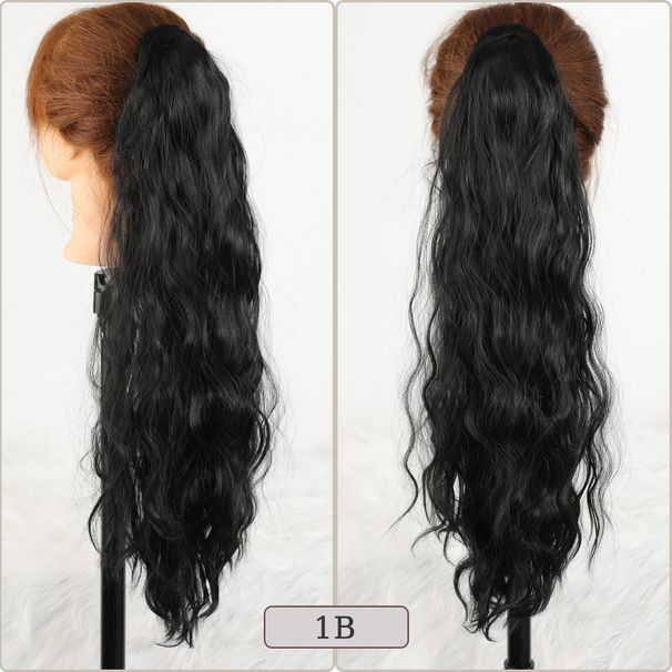 Peruca com cordão, rabo de cavalo, permanente de milho, 50 cm, 110 g, fibra sintética, mechas estendidas, rabo de cavalo cacheado_voghion.com