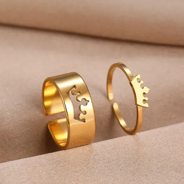 Anelli in acciaio inossidabile alla moda, corona classica, anello di coppia regolabile alla moda per donne, gioielli, matrimonio, amante, ragazza, regalo di fidanzamento_voghion.com