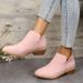 Four Seasons Large Women's British Style Solid Color Pointed Casual Back Zipper Low Thick Heel Shoes For Women_voghion.com