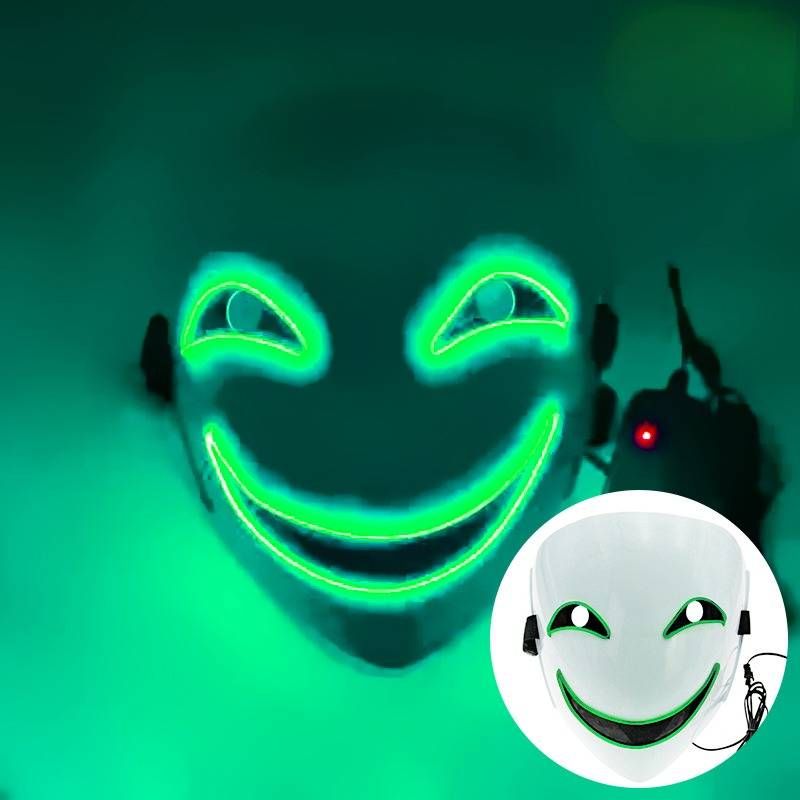 Măști de petrecere personalizate cu LED-uri strălucitoare negre, mască de cosplay cu glonț, cu curea reglabilă, inspirată de anime, acoperire facială luminoasă pentru convenții de Halloween_voghion.com