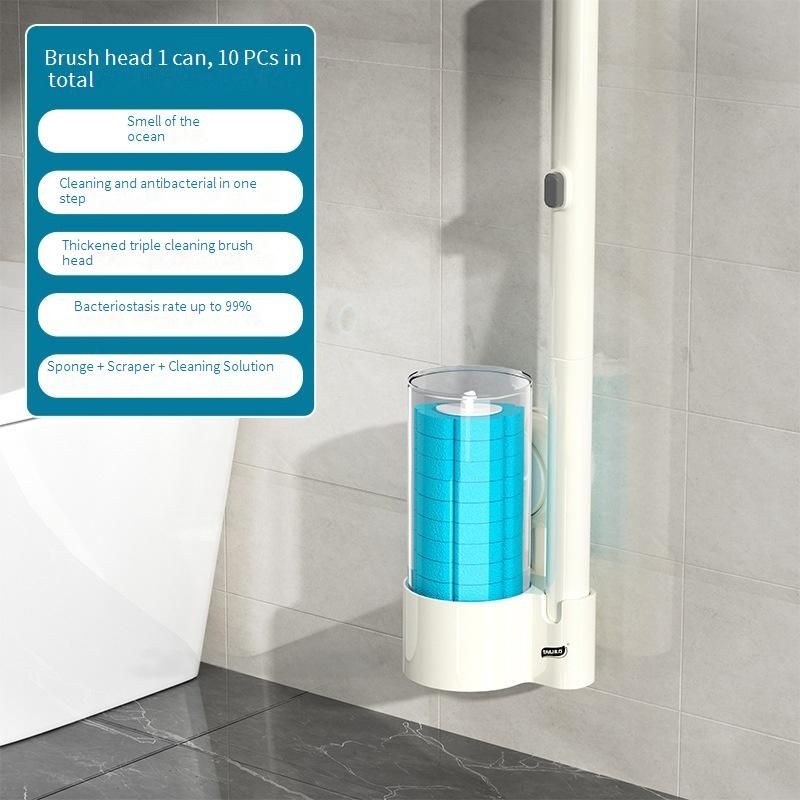 Disposable Toilet Brush With Wall Mount - 360° Cleaning Head & Refill Pack (Bathroom Cleaning Tool Kit)​_voghion.com