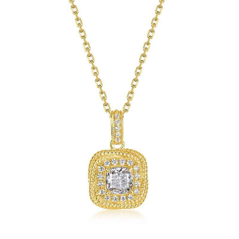 Collier en argent sterling S925 avec pendentif en forme de petit cube de sucre, coupe fleur de glace, jaune d'oie, diamant à haute teneur en carbone, pour femme, léger et luxueux, assorti à tout_voghion.com