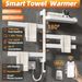 SIOYIE Smart Rotating Heated Towel Rack For Bathroom, Wall-Mounted Electric Towel Dryer With Swivel Bars & Shelf, Smart Timer, Low Carbon Steel, Plug-in/Hardwired, Towel Warmer With Wi-Fi App Control_voghion.com