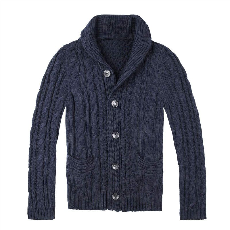 Herren-Frühlingspullover-Jacke, einreihiger Cardigan mit Tasche, Pullover-Oberteil_voghion.com