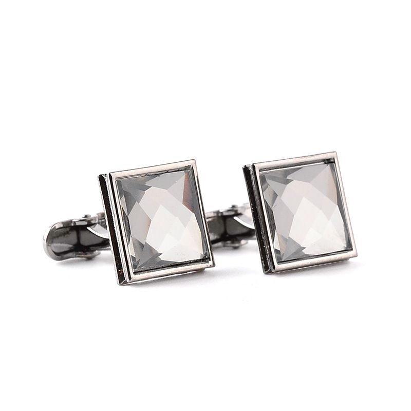 new square diamond cufflinks amethyst temperament shirt cufflinks_voghion.com