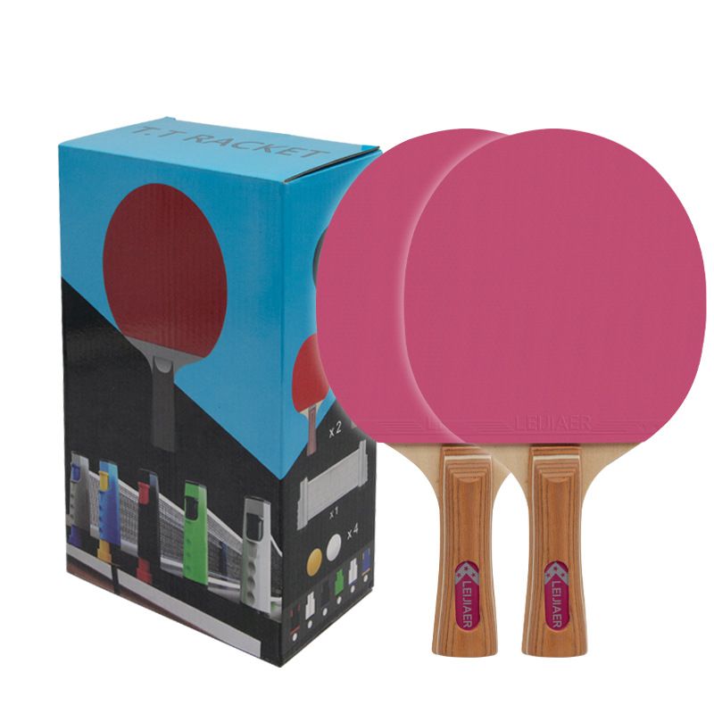 Ensemble de raquettes de tennis de table avec cadre rétractable automatique et boîte colorée, deux raquettes et quatre balles_voghion.com