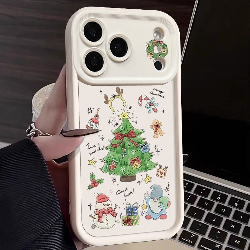 Bowknot Christmas Tree Soft TPU Phone Case For IPhone Air 16e 17 16 15 14 Pro Max 13 12 Pro 15 16 Plus Shockproof Silicone Cover_voghion.com