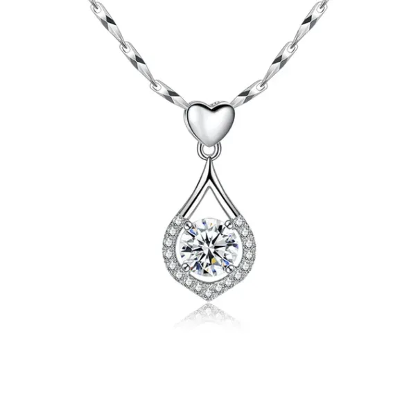 Collana con ciondolo e orecchini in zircone cubico in argento Sterling alla moda, set di gioielli per piercing alla cartilagine, design a cuore per matrimonio_voghion.com