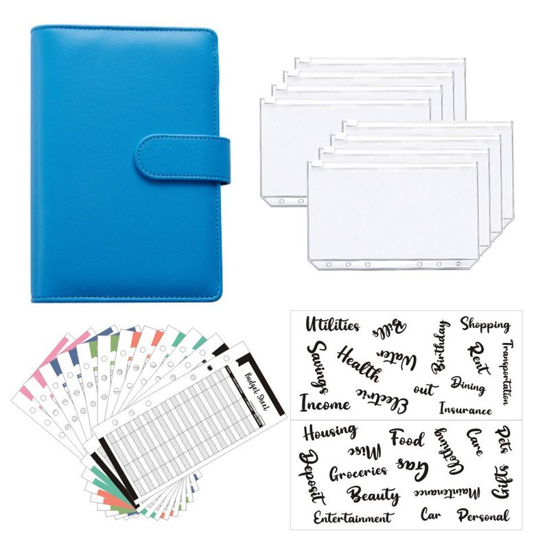 Refillable Notebooks A6 Binder Zipper Bag Macaron Notebook Leather PU Loose Leaf Cash Budget Handbook_voghion.com