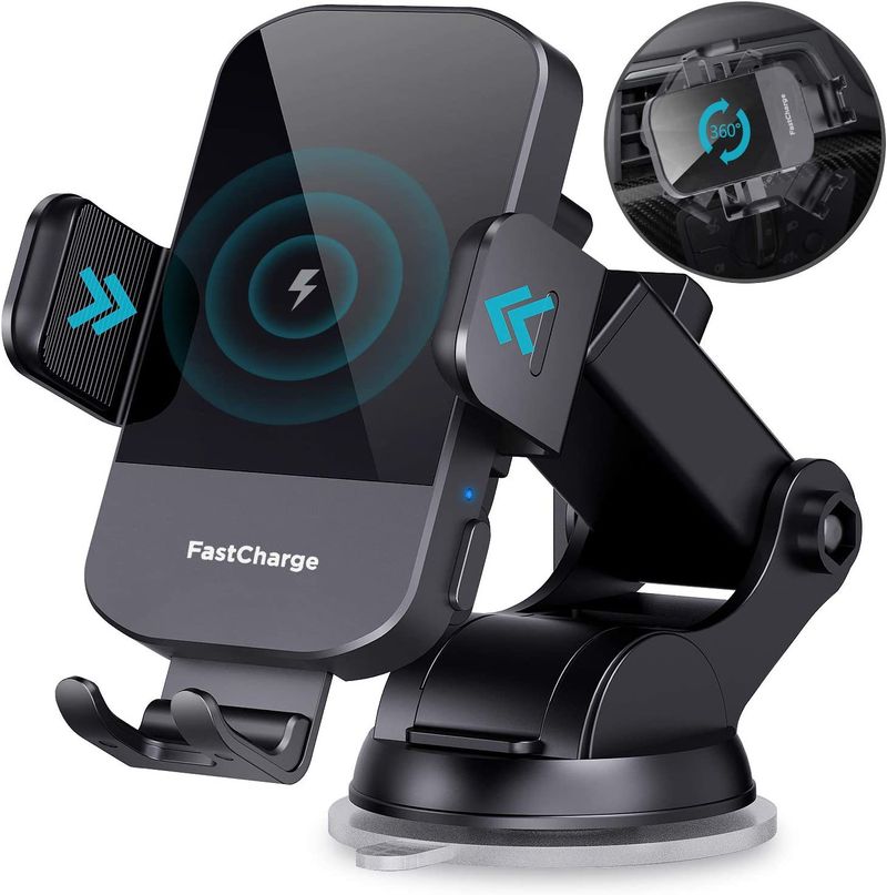 Car Wireless Charger 15W Fast Charging Automatic Clamping Car Charger Phone Holder Windshield_voghion.com