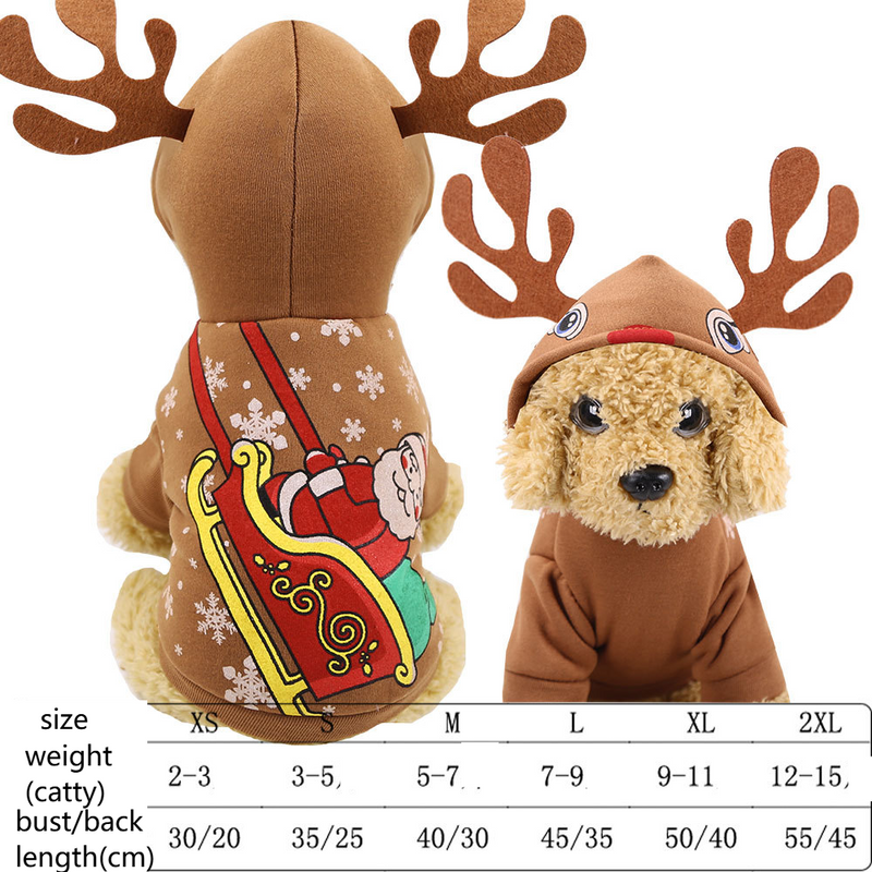 Christmas Small Big Dog Christmas pet supplies clothes Teddy Cat cotton-padded clothing funny autumn and winter old elk_voghion.com