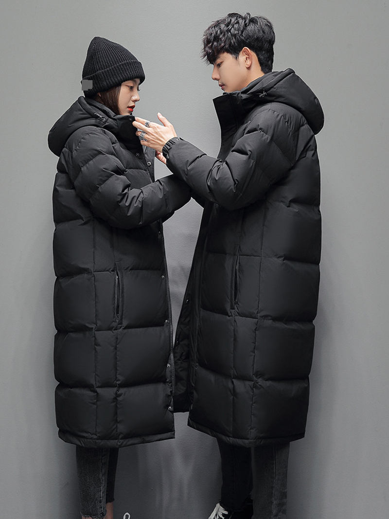 Herrenbekleidung neue Baumwolljacke für Herren mittlere Länge warmer Wintermantel für Herren und Damen im gleichen Stil weiße Entenbaumwolle für Paare Winterkleidung_voghion.com